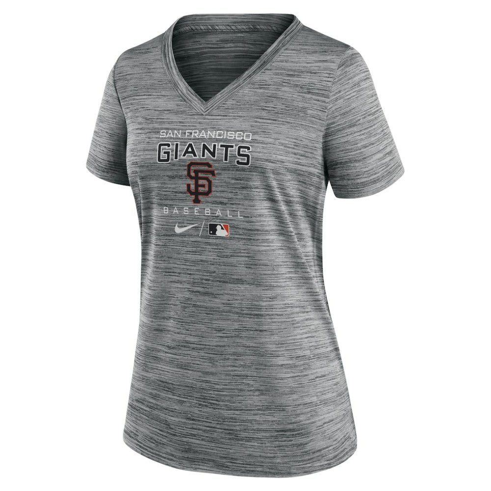 San Francisco Giants Women's Authentic Collection Velocity Performance V-Neck T-Shirt Anthracite | Nike