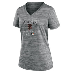 San Francisco Giants Women's Authentic Collection Velocity Performance V-Neck T-Shirt Anthracite | Nike