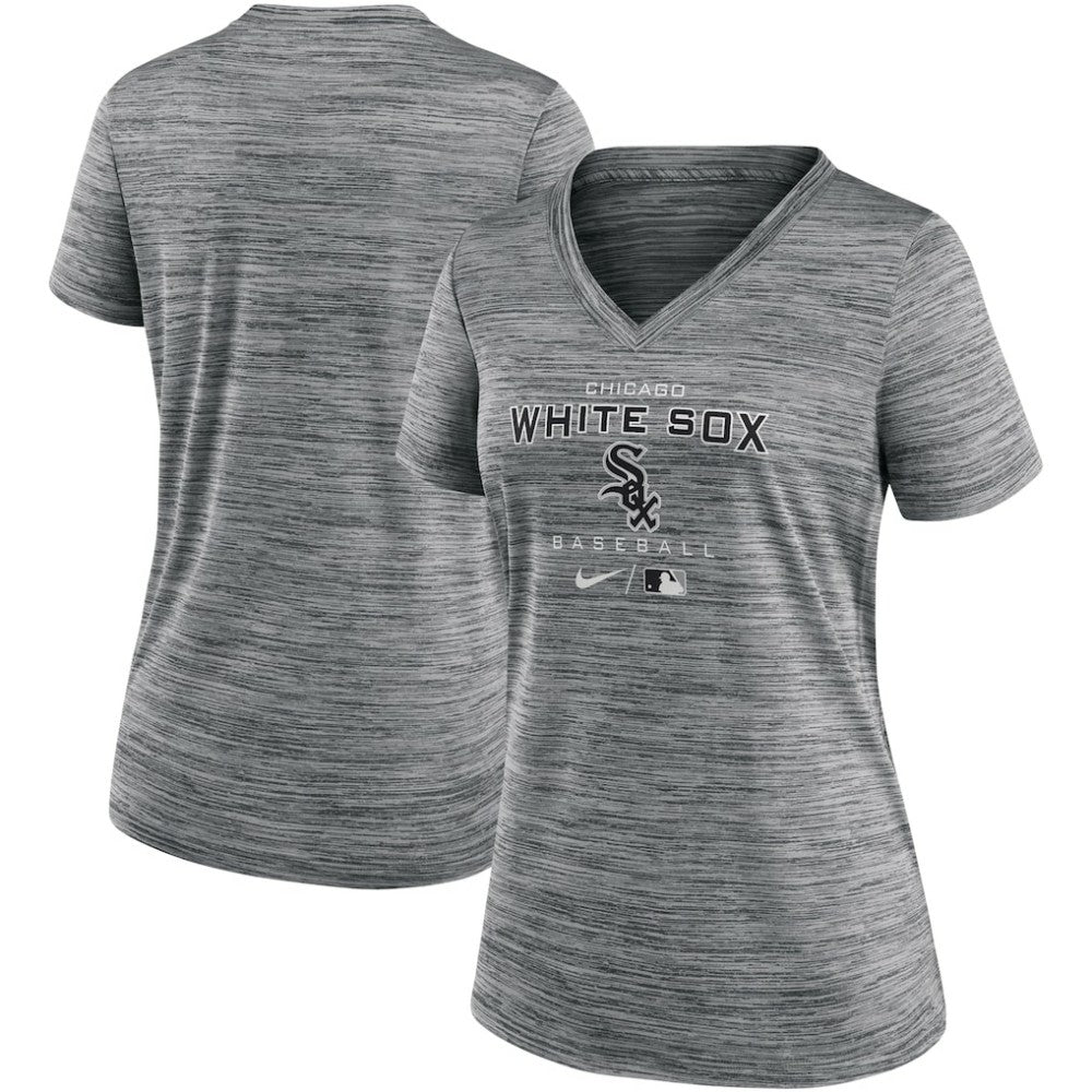Chicago White Sox Women's Authentic Collection Velocity Performance V-Neck T-Shirt Anthracite | Nike