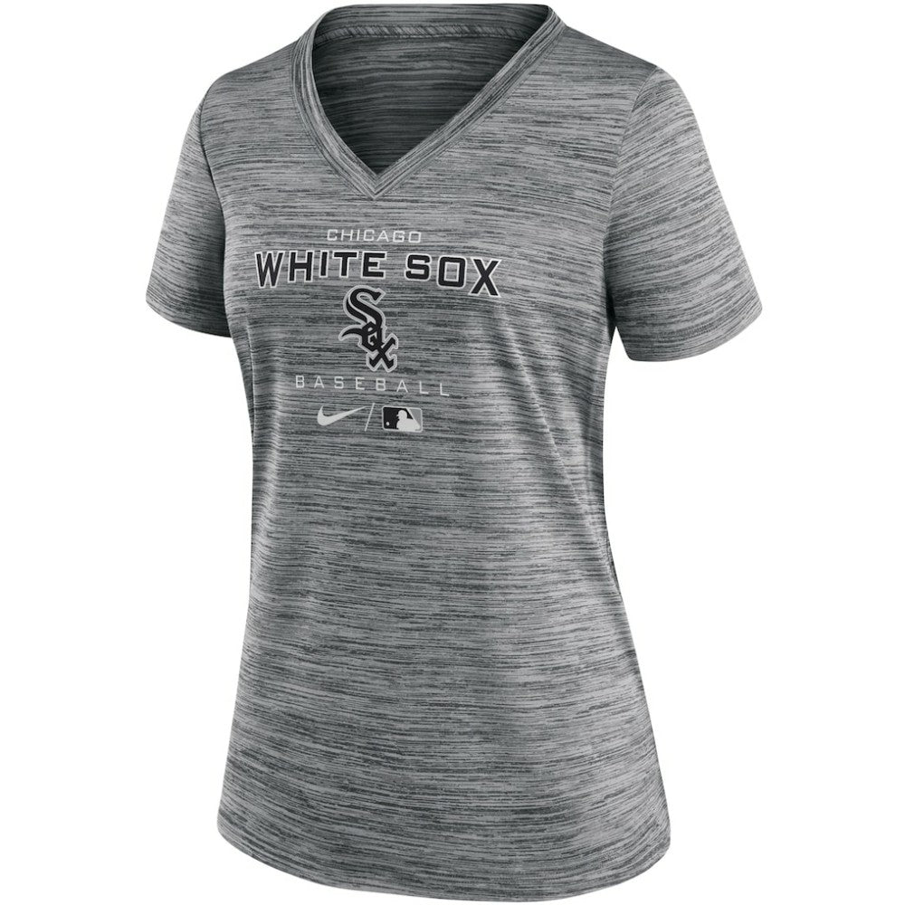 Chicago White Sox Women's Authentic Collection Velocity Performance V-Neck T-Shirt Anthracite | Nike