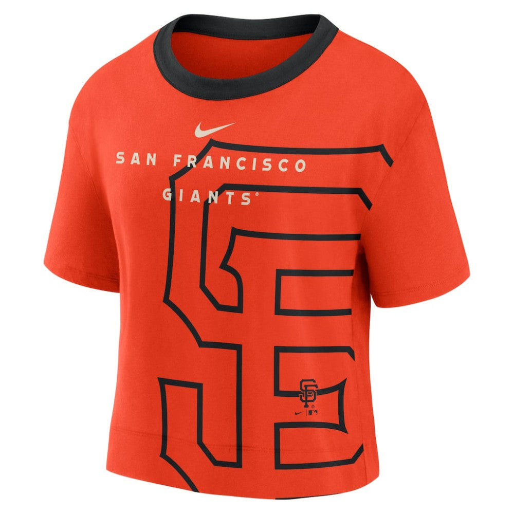 San Francisco Giants Women's Team First High Hip Boxy T-Shirt Orange/Black | Nike