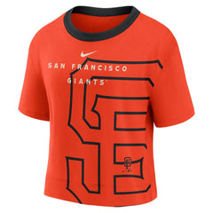 San Francisco Giants Women's Team First High Hip Boxy T-Shirt Orange/Black | Nike
