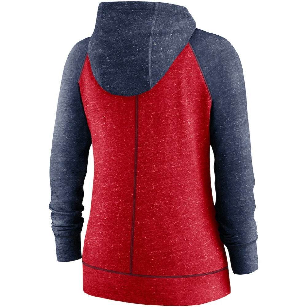 St. Louis Cardinals Women's Split Wordmark Gym Vintage Raglan Lightweight Full-Zip Hoodie Heather Red/Heather Navy | Nike