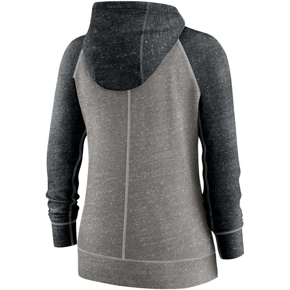 Chicago White Sox Women's Split Wordmark Gym Vintage Raglan Lightweight Full-Zip Hoodie Heather Charcoal/Heather Black | Nike