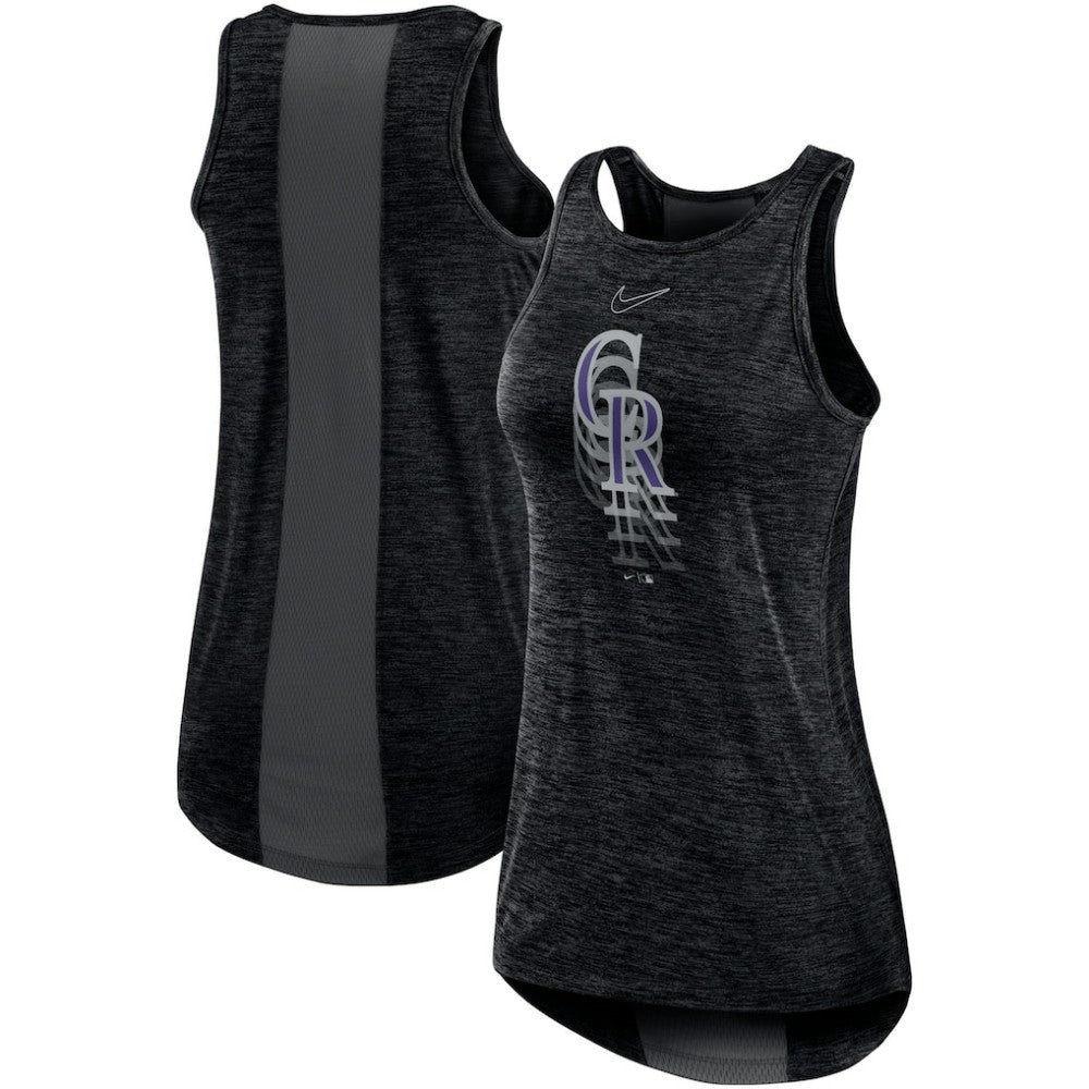 Colorado Rockies Women's Logo Fade High Neck Performance Tank Top Black | Nike