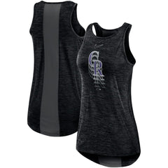 Colorado Rockies Women's Logo Fade High Neck Performance Tank Top Black | Nike