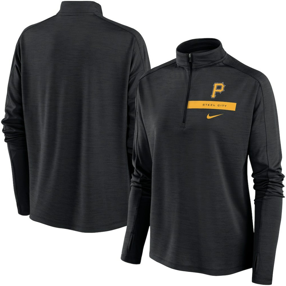 Pittsburgh Pirates Women's Primetime Local Touch Pacer Quarter-Zip Top Black | Nike