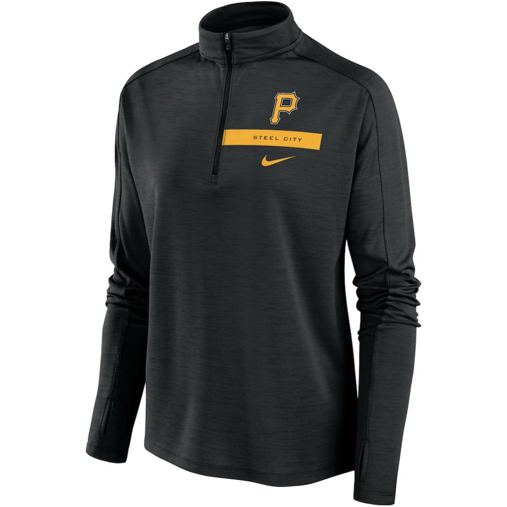 Pittsburgh Pirates Women's Primetime Local Touch Pacer Quarter-Zip Top Black | Nike