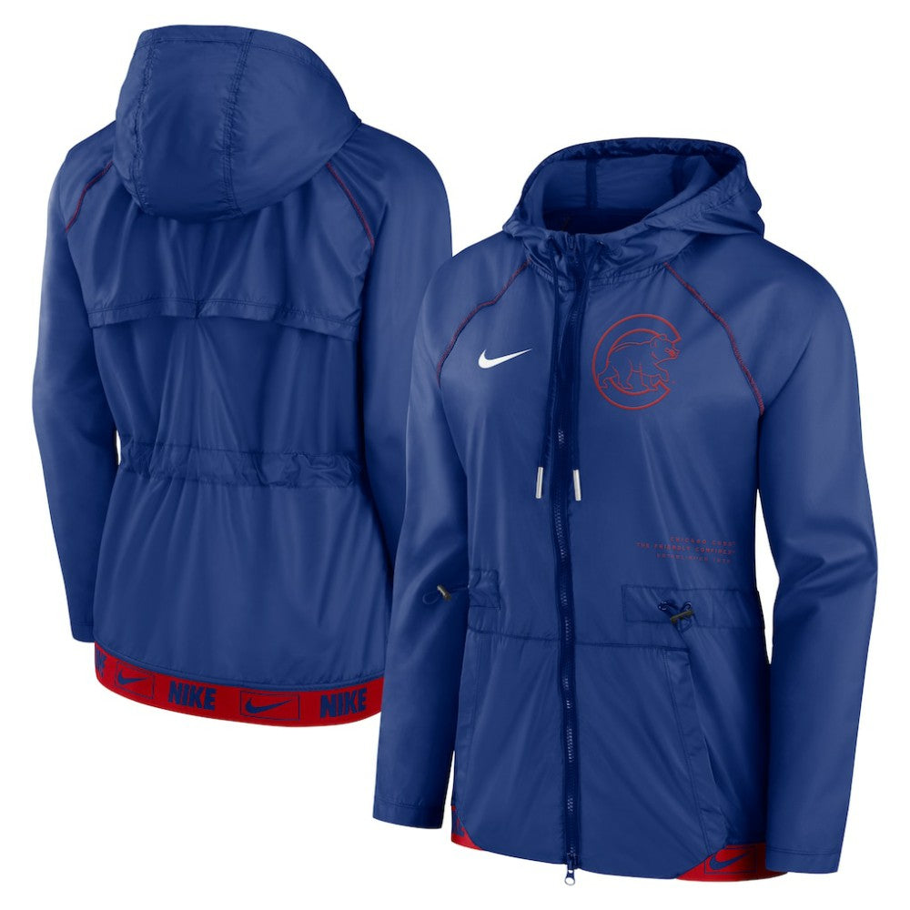 Chicago Cubs Women's Statement Raglan Full-Zip Hoodie Jacket Royal/Red | Nike