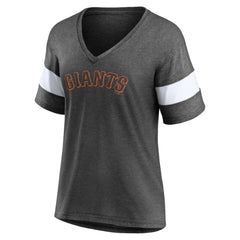 San Francisco Giants Women's Wordmark V-Neck Tri-Blend T-Shirt Heathered Charcoal