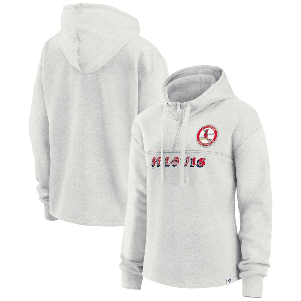 St. Louis Cardinals Women's True Classics Legacy Quarter-Zip Hoodie Oatmeal