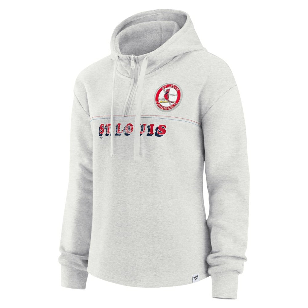 St. Louis Cardinals Women's True Classics Legacy Quarter-Zip Hoodie Oatmeal