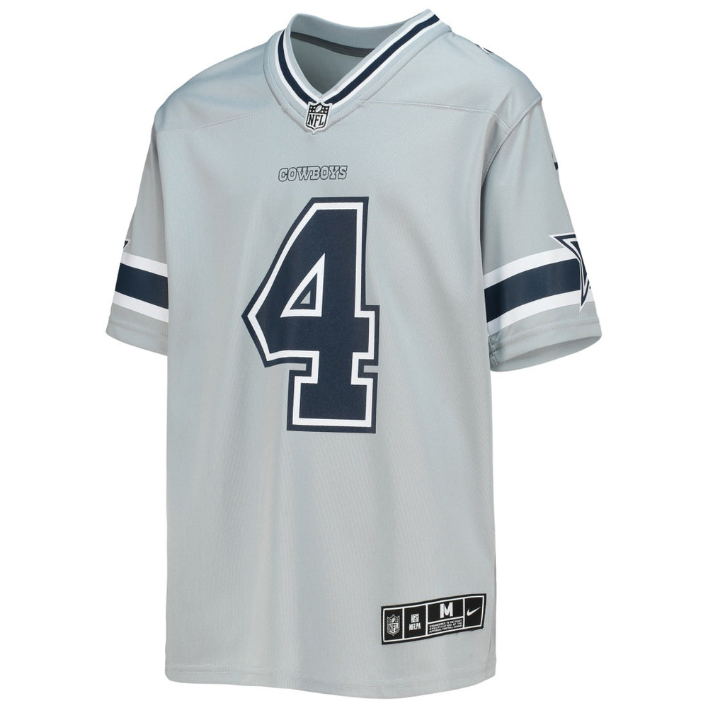 Dak Prescott Dallas Cowboys Youth Inverted Team Game Jersey - Silver