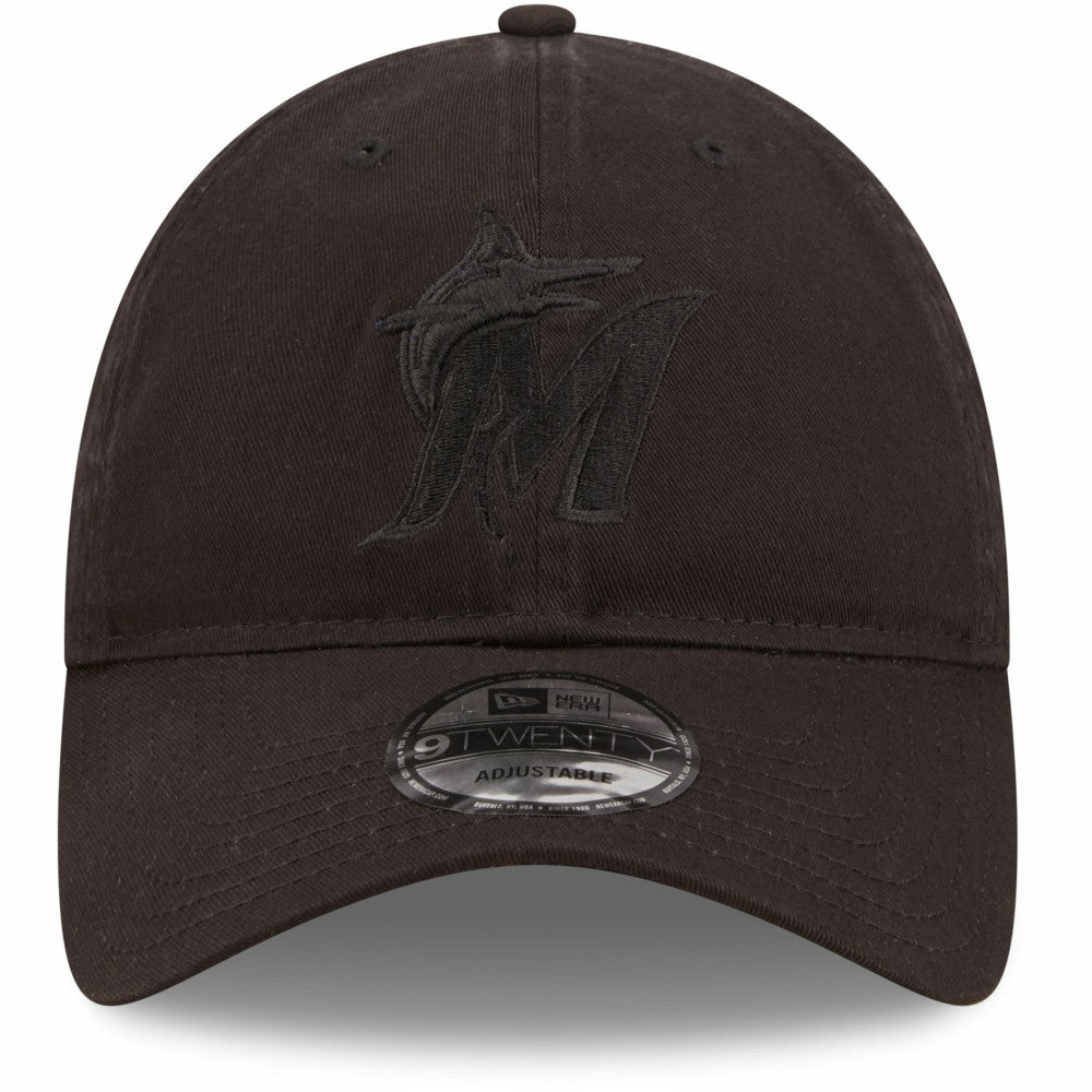 Miami Marlins Black On Black Core Classic 2.0 9TWENTY Adjustable Hat | New Era
