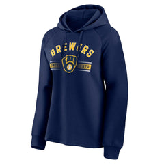 Milwaukee Brewers Women's Perfect Play Raglan Pullover Hoodie Navy
