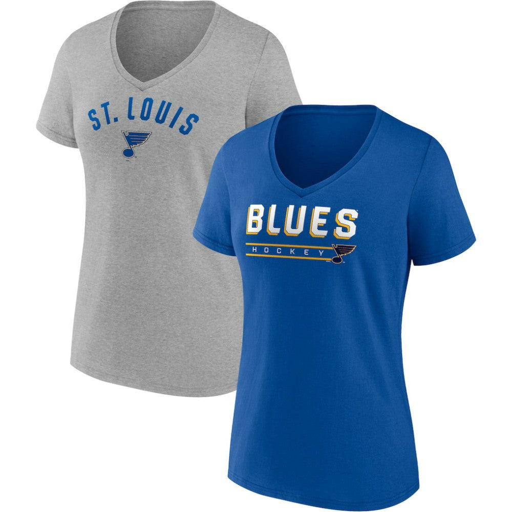 St. Louis Blues Fanatics Women's Parent 2-Pack V-Neck T-Shirt Set Blue/Heathered Gray