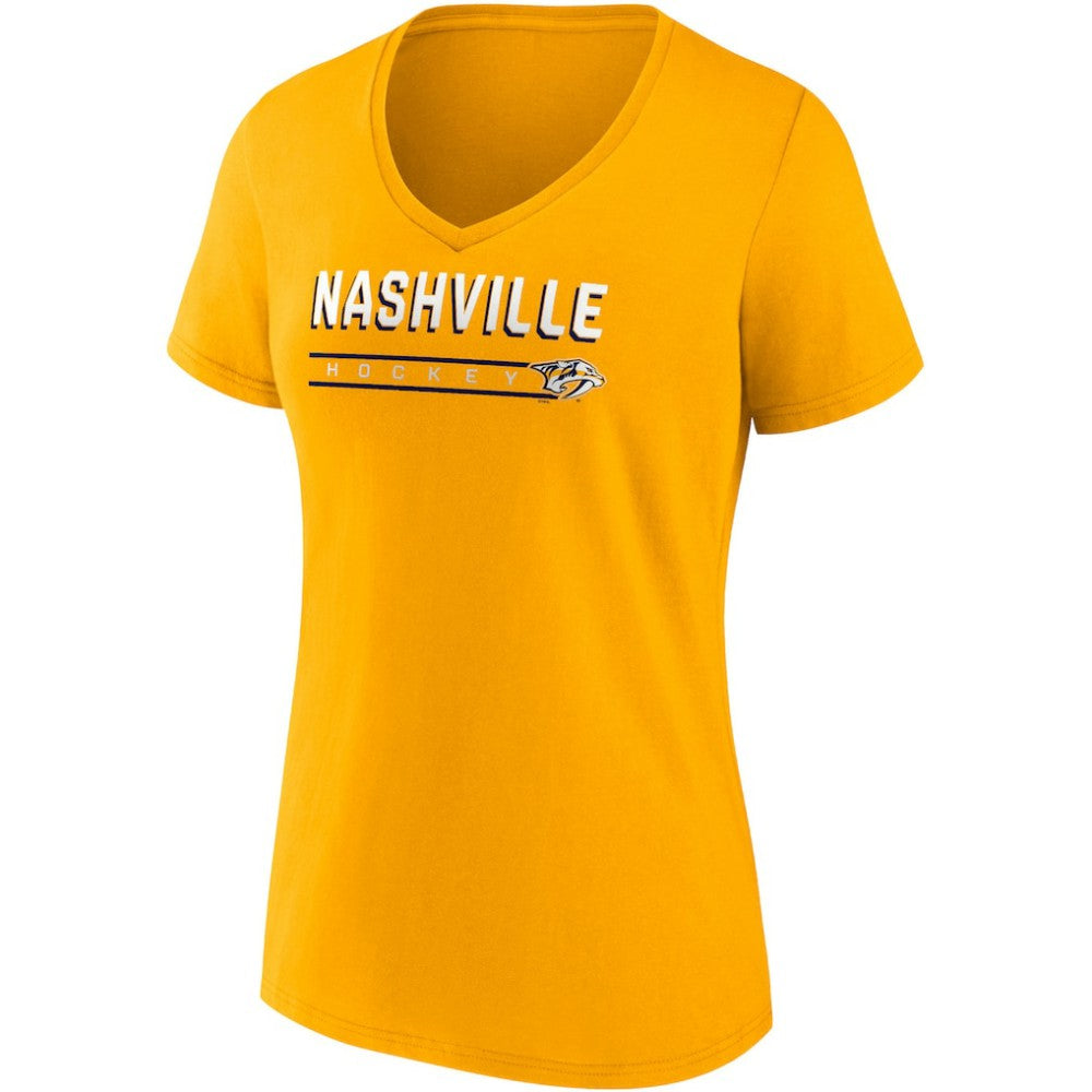 Nashville Predators Fanatics Women's 2-Pack V-Neck T-Shirt Set Gold/Heathered Gray