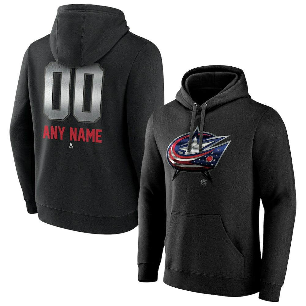 Columbus Blue Jackets Personalized Midnight Mascot Logo Pullover Hoodie Black