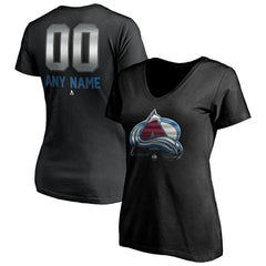 Colorado Avalanche Women's Personalized Midnight Mascot Logo V-Neck T-Shirt Black