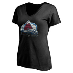 Colorado Avalanche Women's Personalized Midnight Mascot Logo V-Neck T-Shirt Black