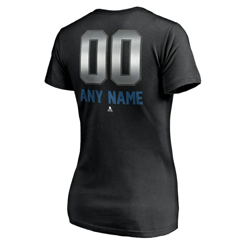 Colorado Avalanche Women's Personalized Midnight Mascot Logo V-Neck T-Shirt Black