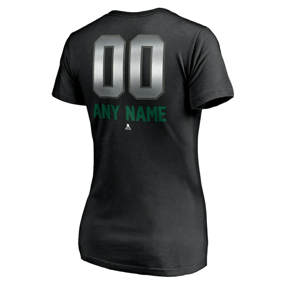 Dallas Stars Women's Personalized Midnight Mascot Logo V-Neck T-Shirt Black