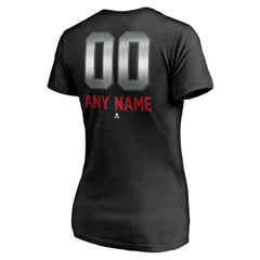 Minnesota Wild Women's Personalized Midnight Mascot Logo V-Neck T-Shirt Black