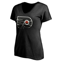 Philadelphia Flyers Women's Personalized Midnight Mascot Logo V-Neck T-Shirt Black