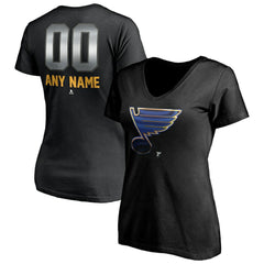 St. Louis Blues Women's Personalized Midnight Mascot Logo V-Neck T-Shirt Black