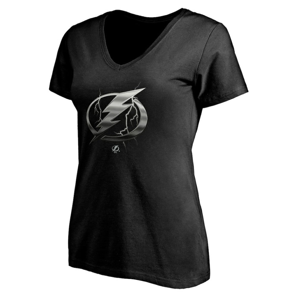 Tampa Bay Lightning Women's Personalized Midnight Mascot Logo V-Neck T-Shirt Black