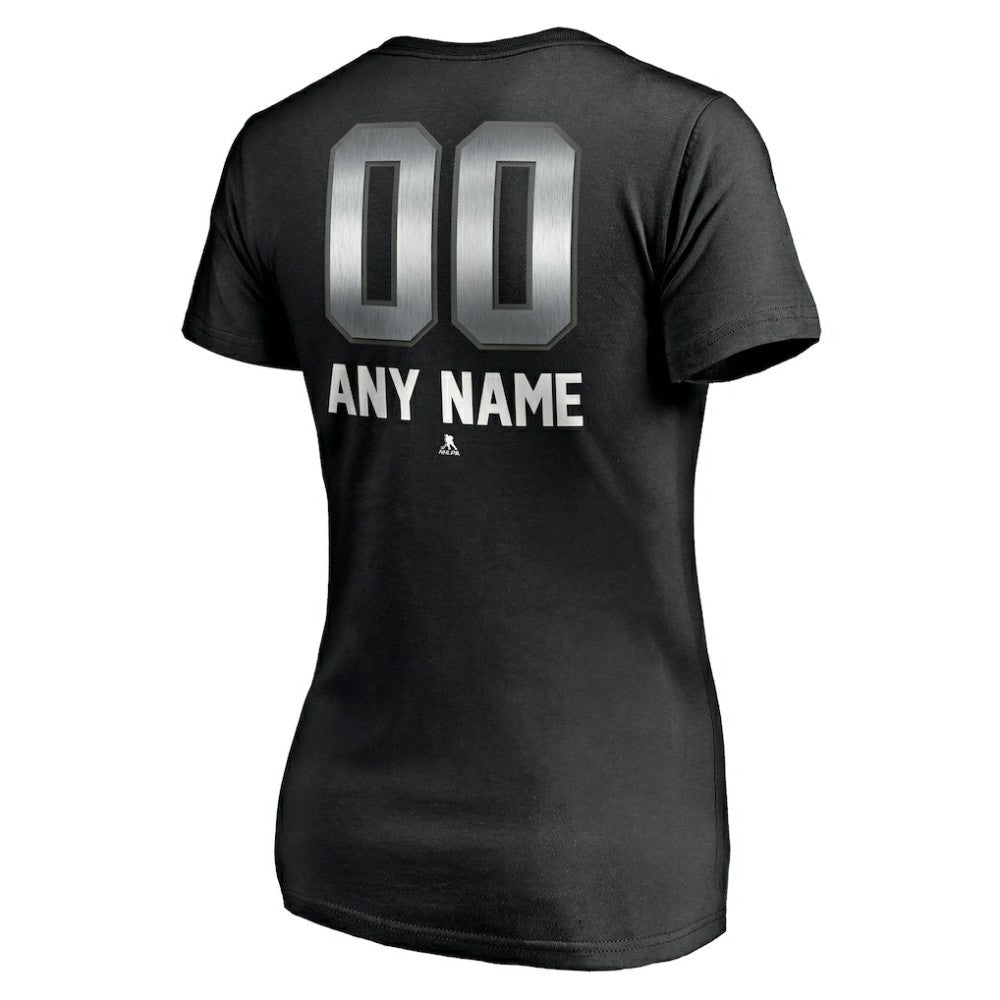 Winnipeg Jets Women's Personalized Midnight Mascot Logo V-Neck T-Shirt Black
