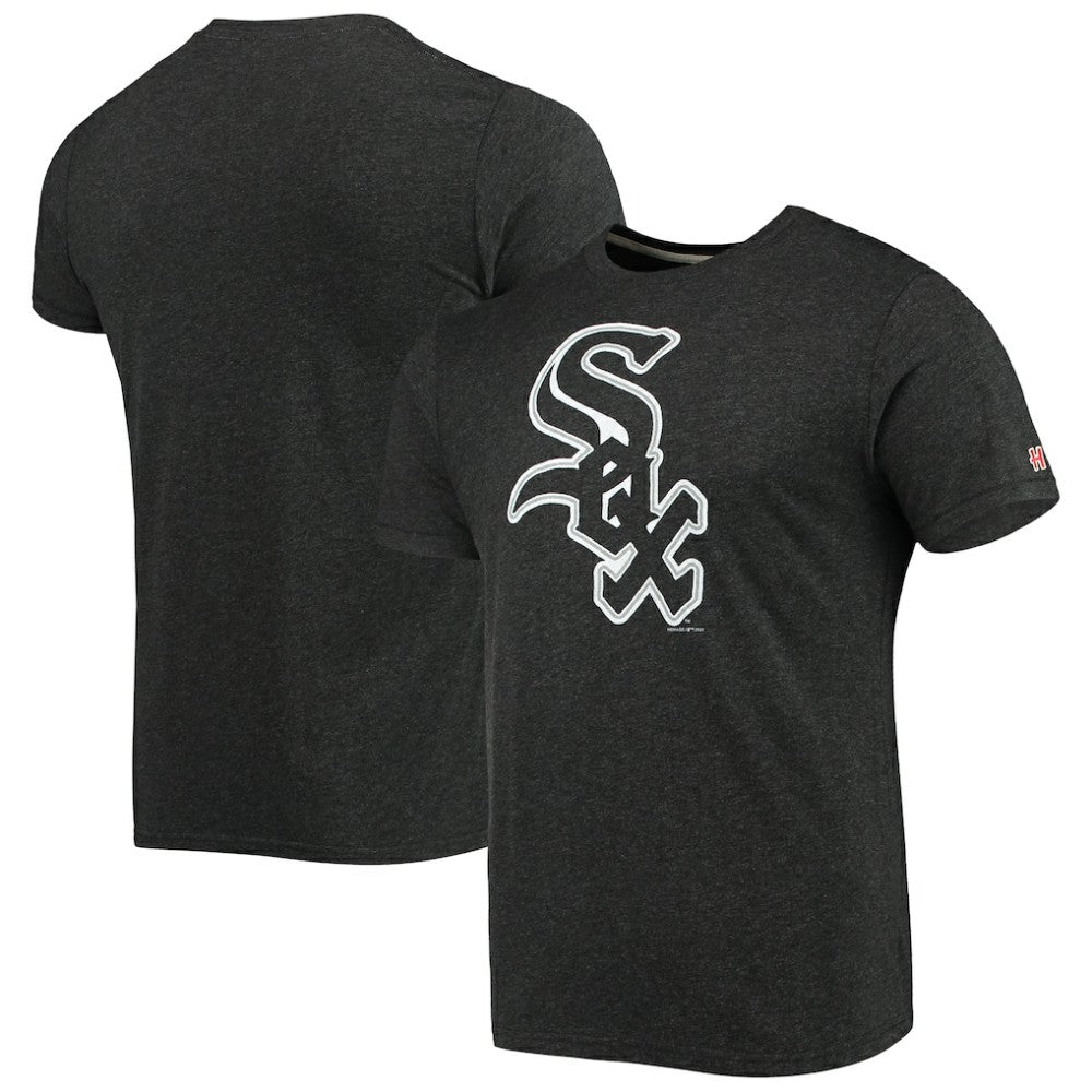 Chicago White Sox Homage Hand-Drawn Logo Tri-Blend T-Shirt Heather Black