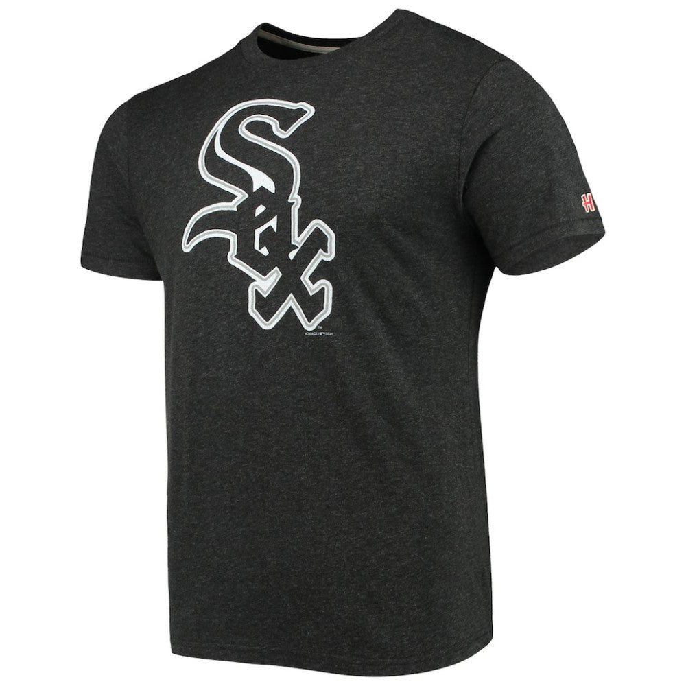 Chicago White Sox Homage Hand-Drawn Logo Tri-Blend T-Shirt Heather Black