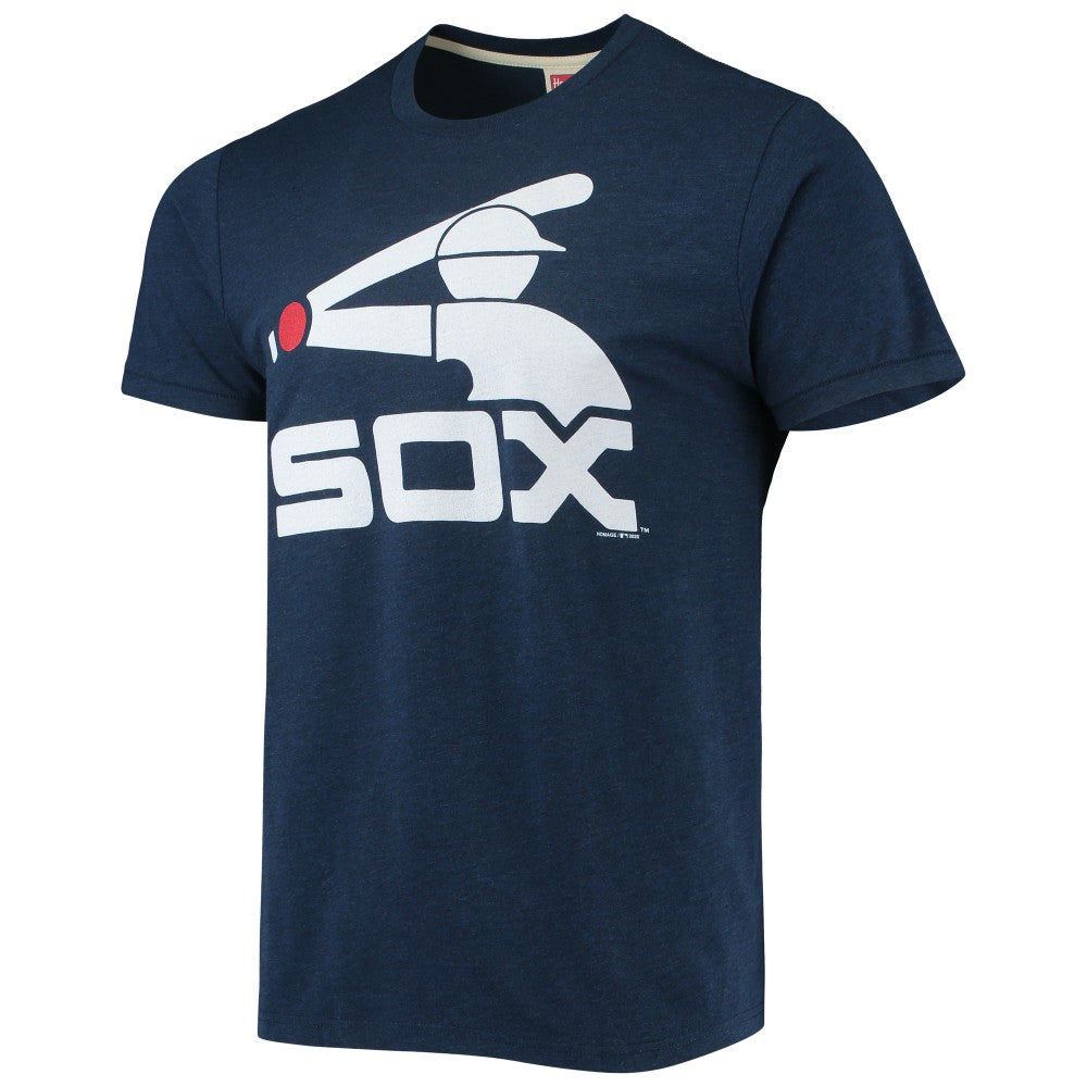 Chicago White Sox Homage Hand-Drawn Logo Tri-Blend T-Shirt Navy
