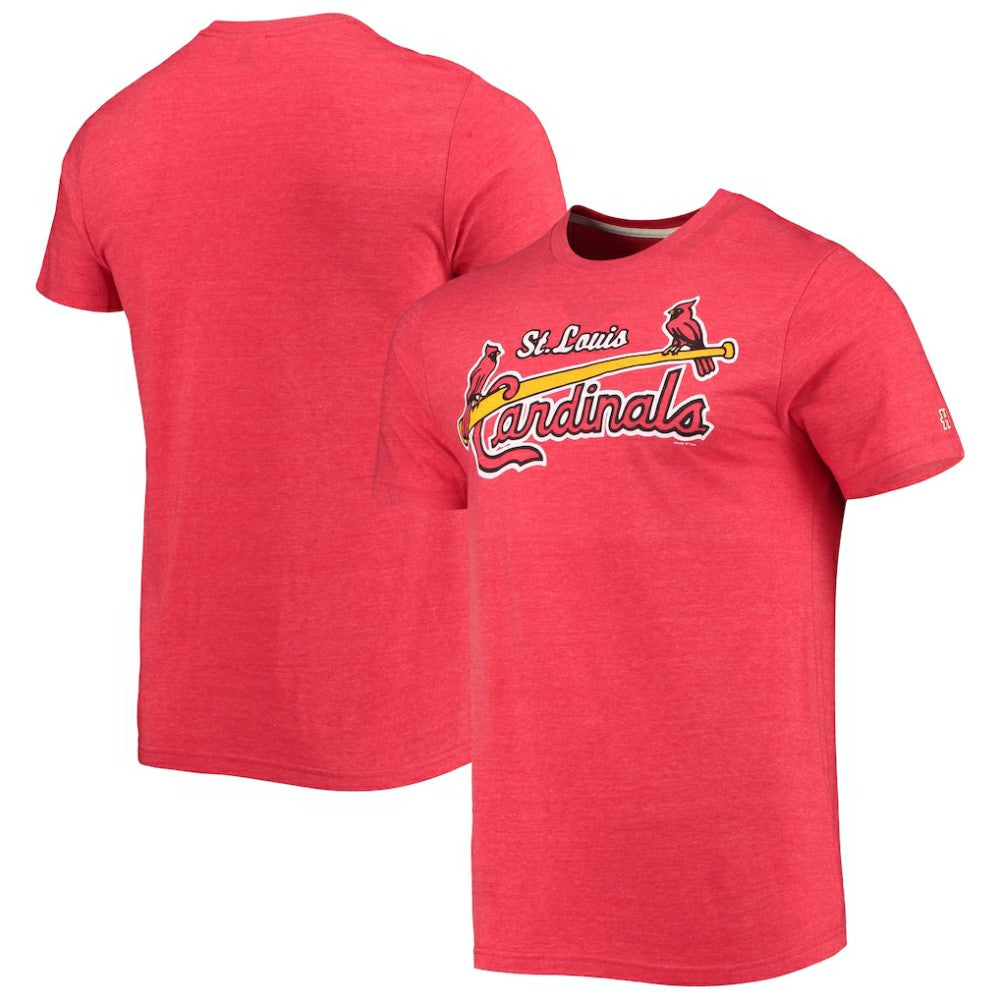 St. Louis Cardinals Homage Hand-Drawn Logo Tri-Blend T-Shirt Heather Red