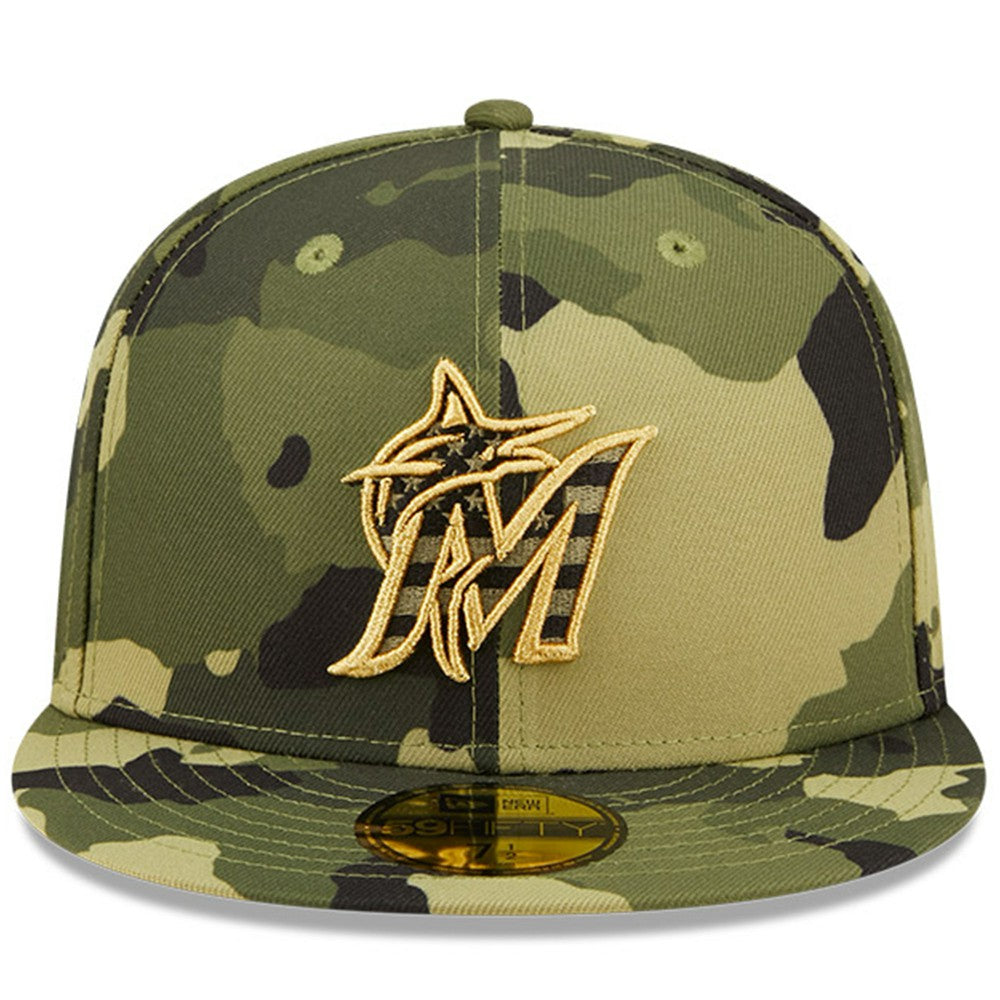 Miami Marlins 2022 Armed Forces Day On-Field 59FIFTY Fitted Hat Camo | New Era