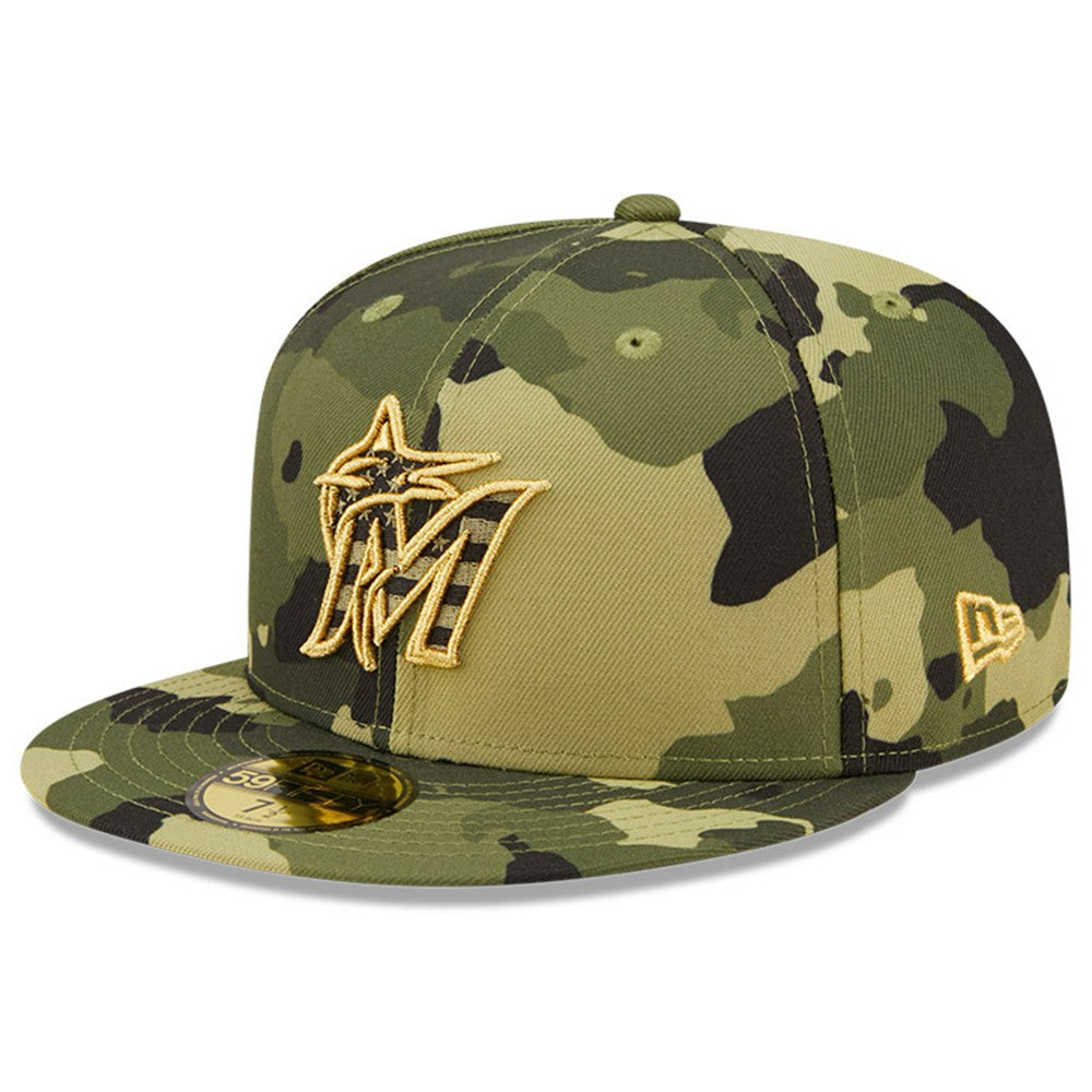 Miami Marlins 2022 Armed Forces Day On-Field 59FIFTY Fitted Hat Camo | New Era