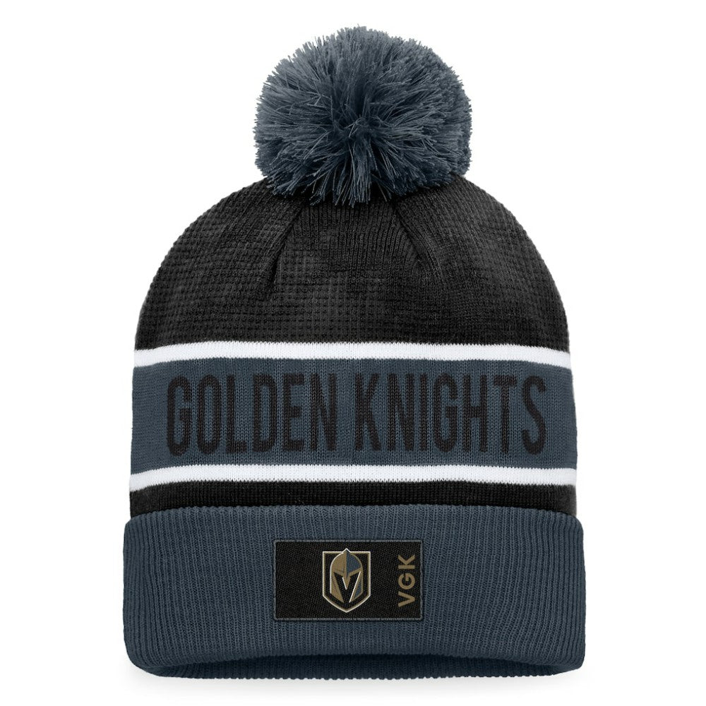 Vegas Golden Knights Fanatics Authentic Pro Rink Cuffed Knit Hat with Pom Gray/Black