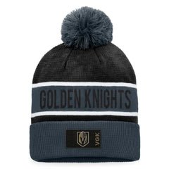 Vegas Golden Knights Fanatics Authentic Pro Rink Cuffed Knit Hat with Pom Gray/Black