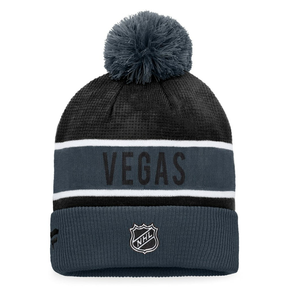 Vegas Golden Knights Fanatics Authentic Pro Rink Cuffed Knit Hat with Pom Gray/Black