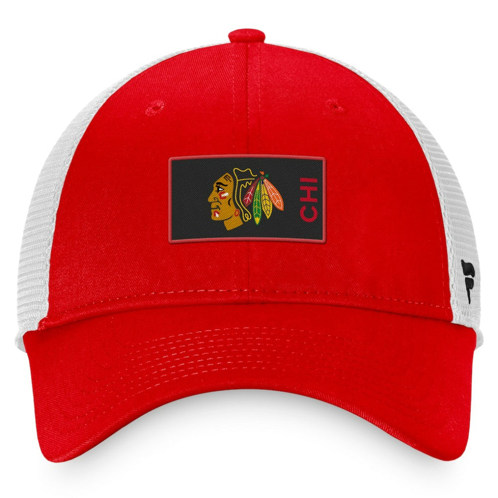 Chicago Blackhawks Fanatics Authentic Pro Rink Trucker Snapback Hat Red