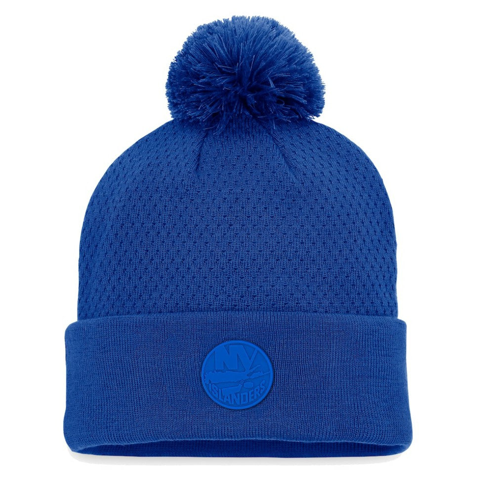 New York Islanders Fanatics Women's Authentic Pro Road Cuffed Knit Hat with Pom Royal