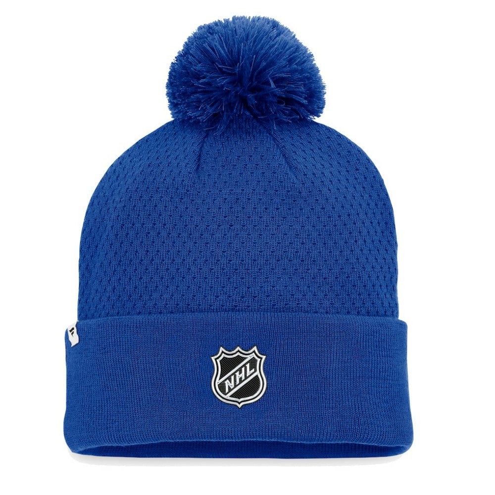 New York Islanders Fanatics Women's Authentic Pro Road Cuffed Knit Hat with Pom Royal