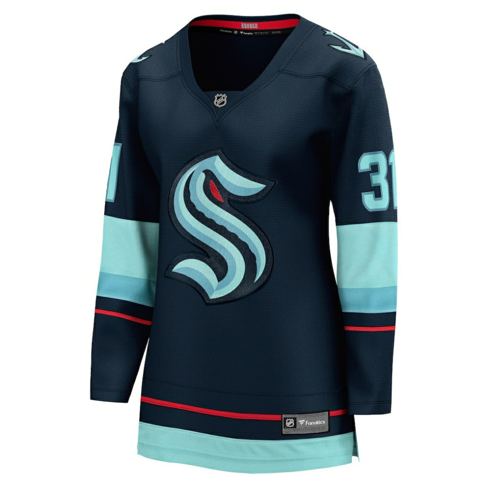 Philipp Grubauer Seattle Kraken Fanatics Women's Home Breakaway Player Jersey Navy