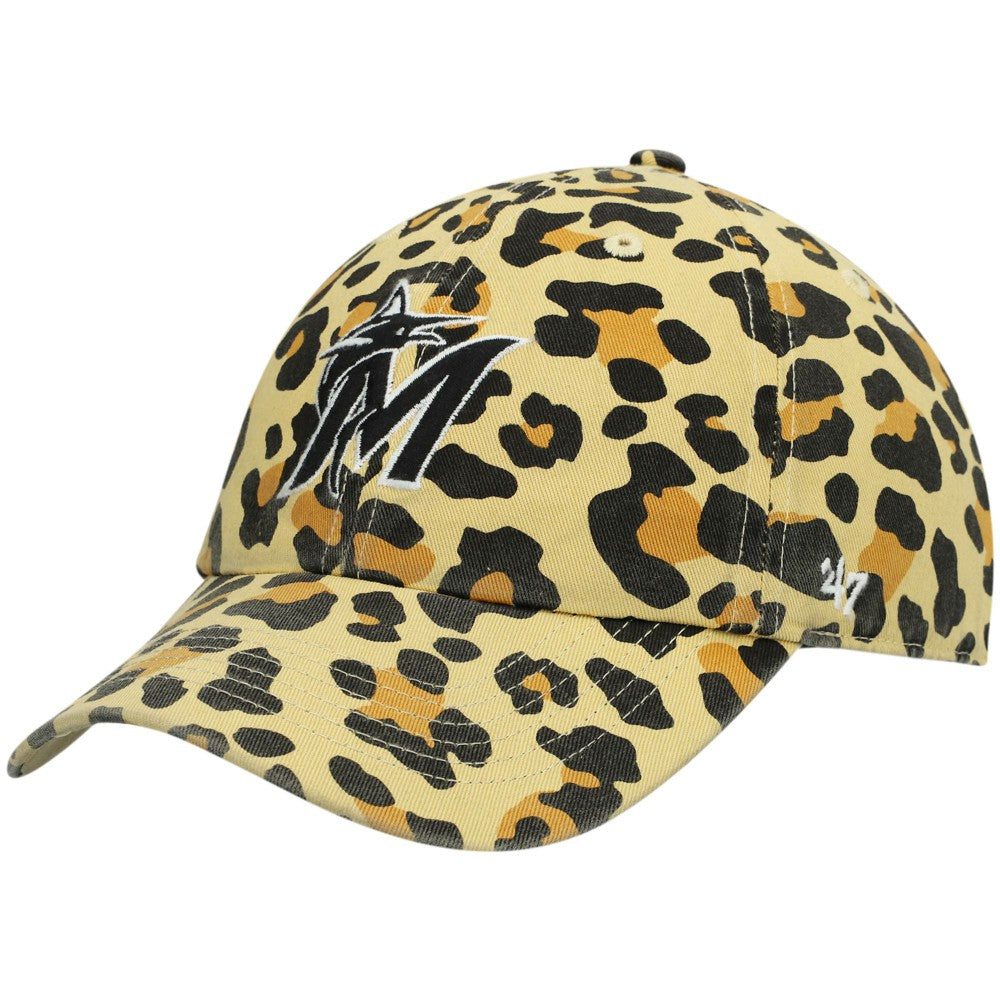 Miami Marlins Women's Bagheera Cheetah Clean up Adjustable Hat Tan | 47 brand