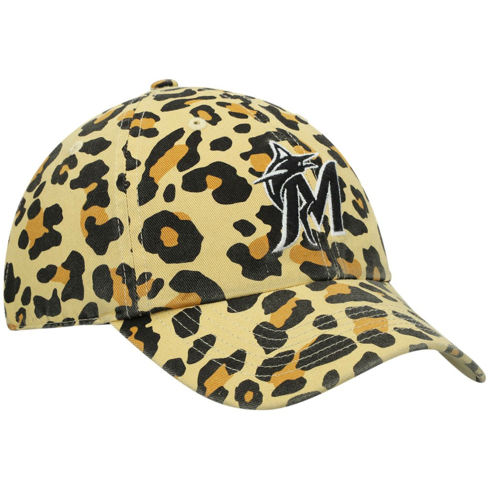 Miami Marlins Women's Bagheera Cheetah Clean up Adjustable Hat Tan | 47 brand
