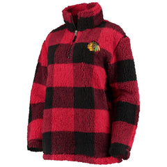 Chicago Blackhawks G-III 4Her by Carl Banks Women's Plaid Sherpa Quarter-Zip Jacket Red/Black
