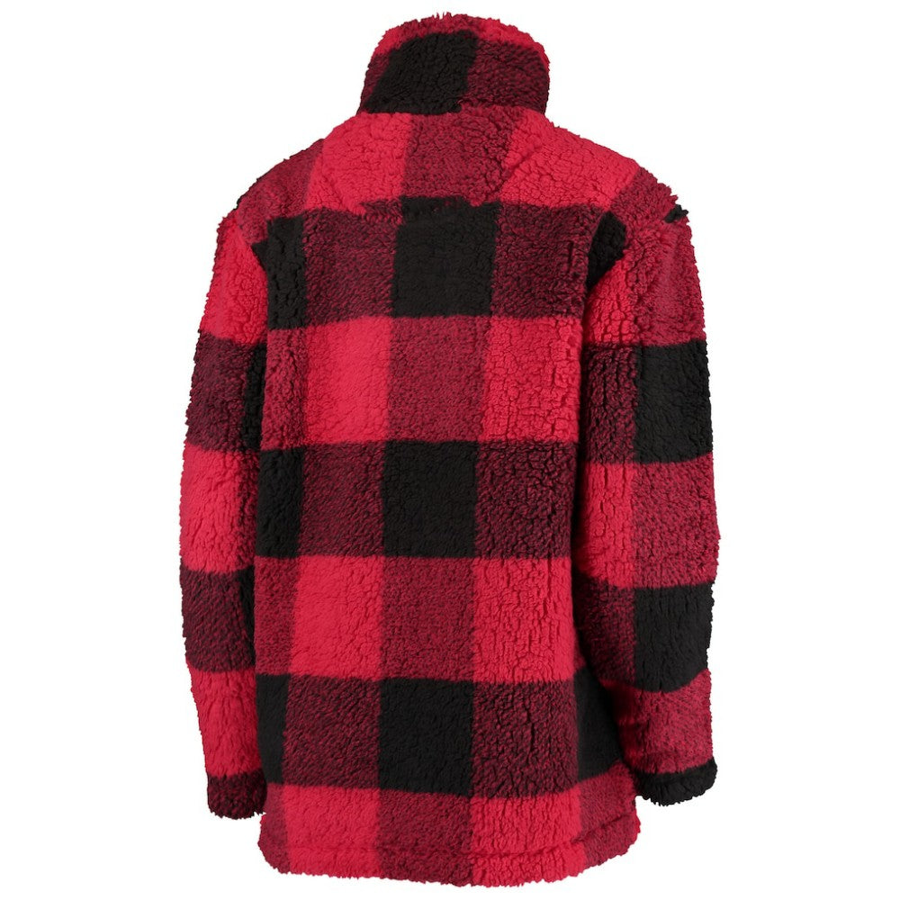 Chicago Blackhawks G-III 4Her by Carl Banks Women's Plaid Sherpa Quarter-Zip Jacket Red/Black