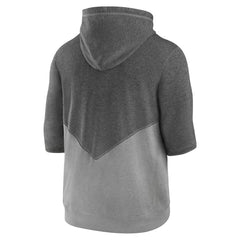 Cleveland Guardians Team Modern Arch 3/4 Sleeve Pullover Hoodie Heathered Charcoal/Heathered Gray | Nike