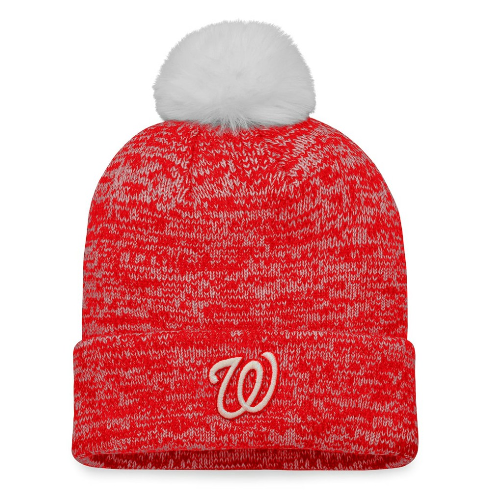 Washington Nationals Women's Iconic Cuffed Knit Hat with Pom Red/White